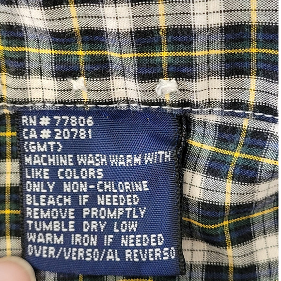 HPTommy Hilfiger Green Plaid Long Sleeve Button Up Vintage Men's Shirt Top - Picture 13 of 15